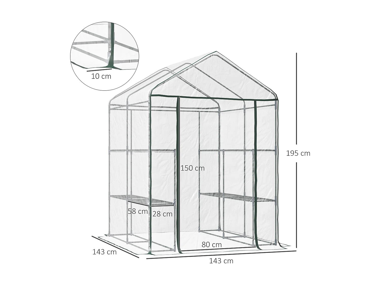 Serra da giardino con scaffali e copertura in plastica trasparente