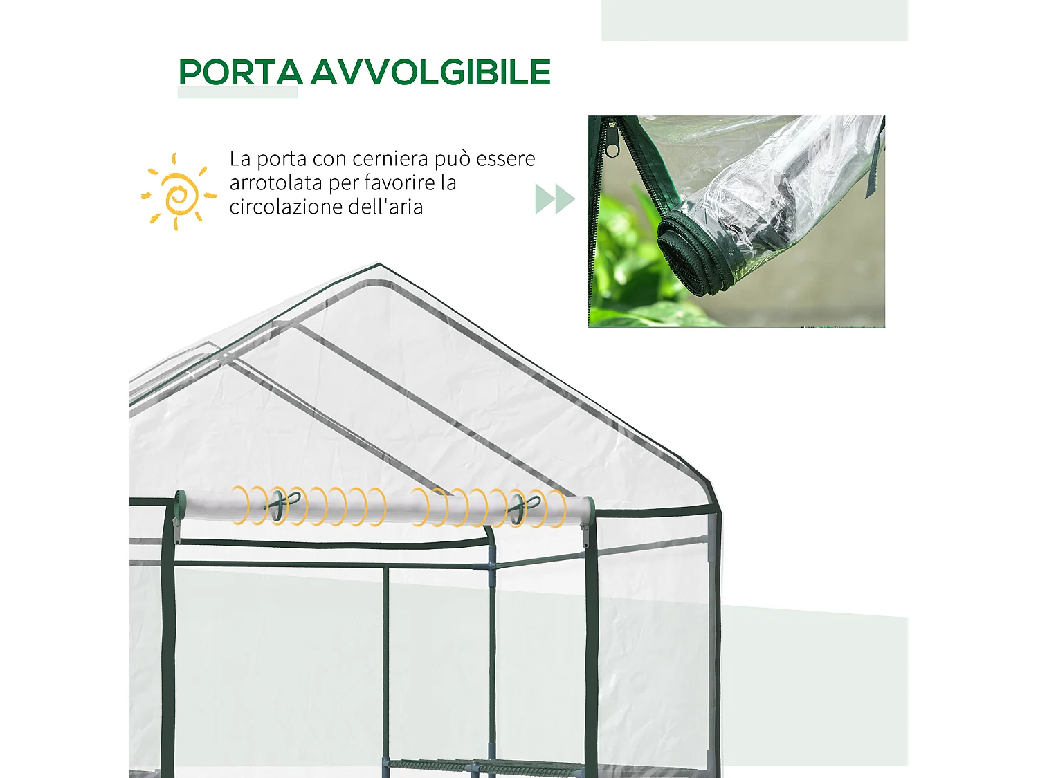 Serra da giardino con scaffali e copertura in plastica trasparente