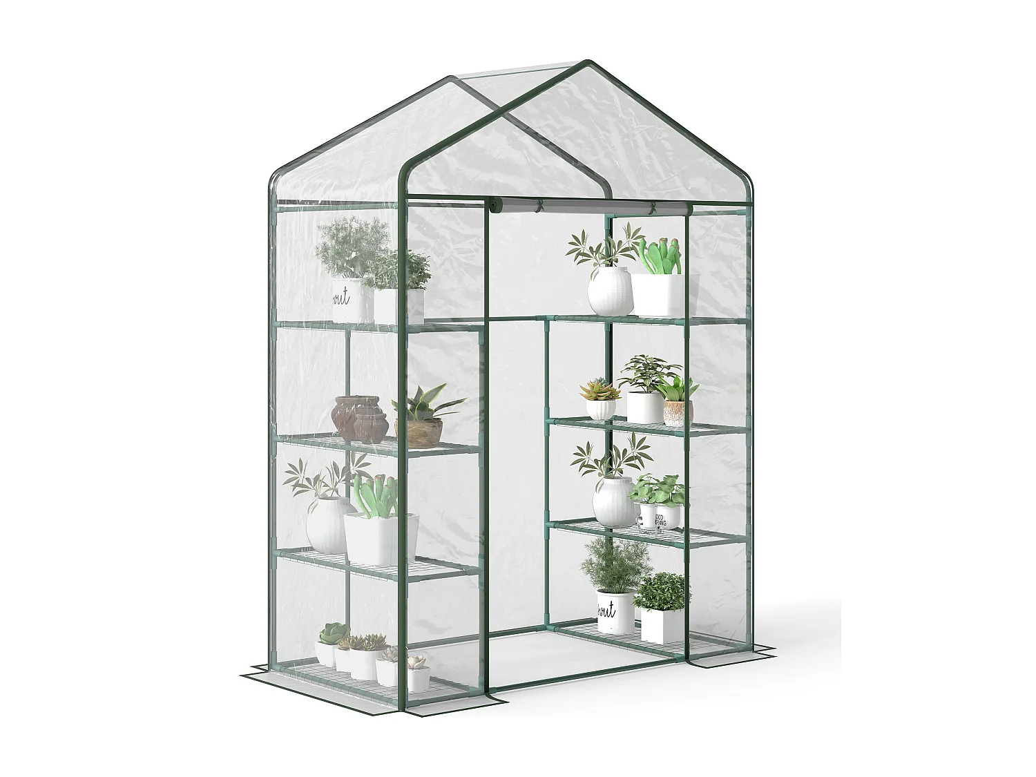 Serra da giardino acciaio e pvc trasparente porta avvolgibile