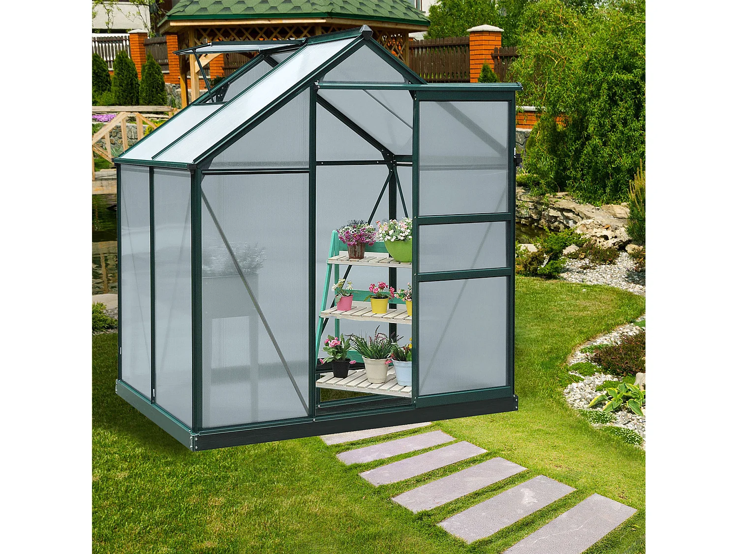 Serra da giardino policarbonato finestra e porta scorrevole