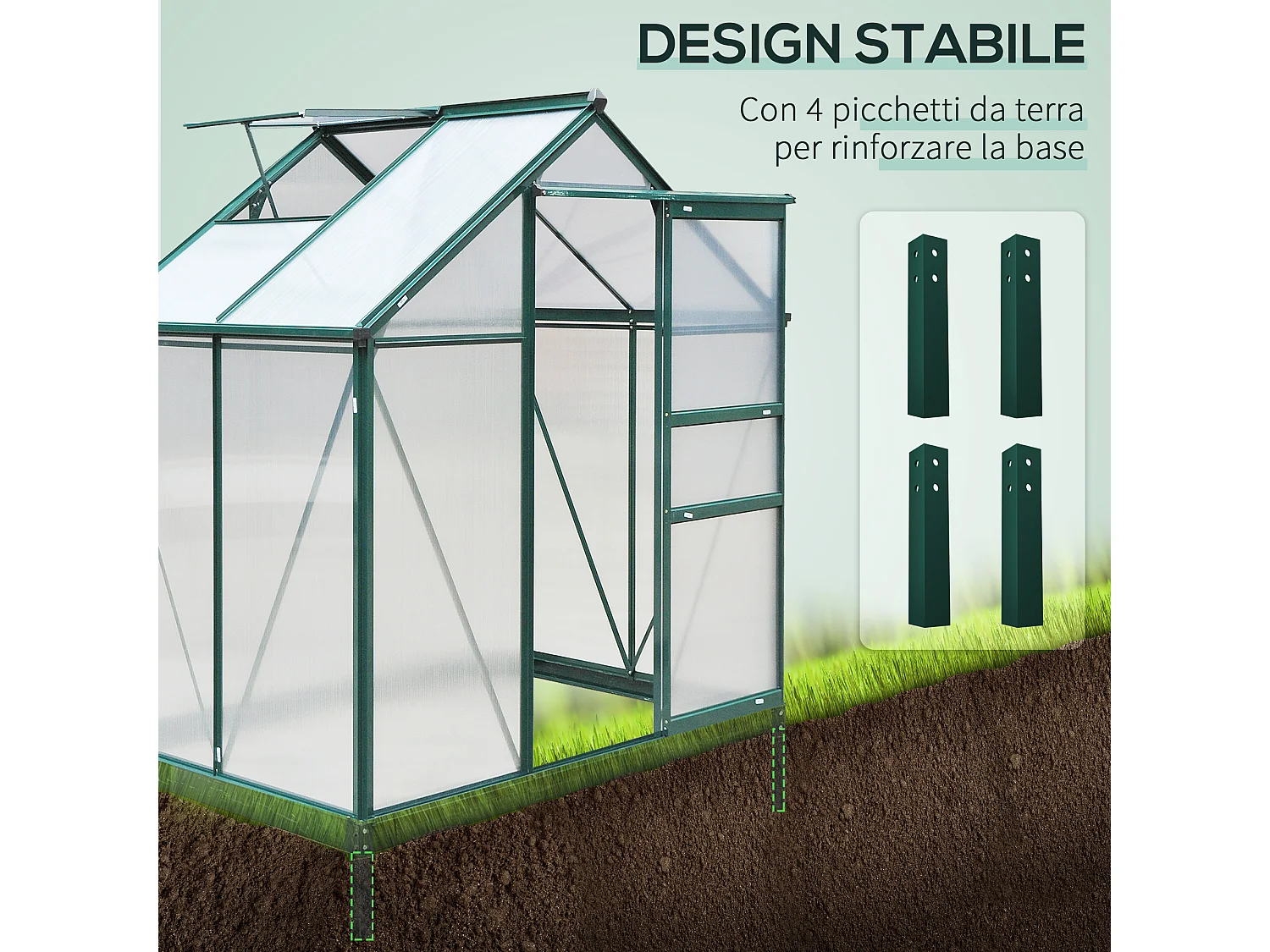 Serra da giardino policarbonato finestra e porta scorrevole