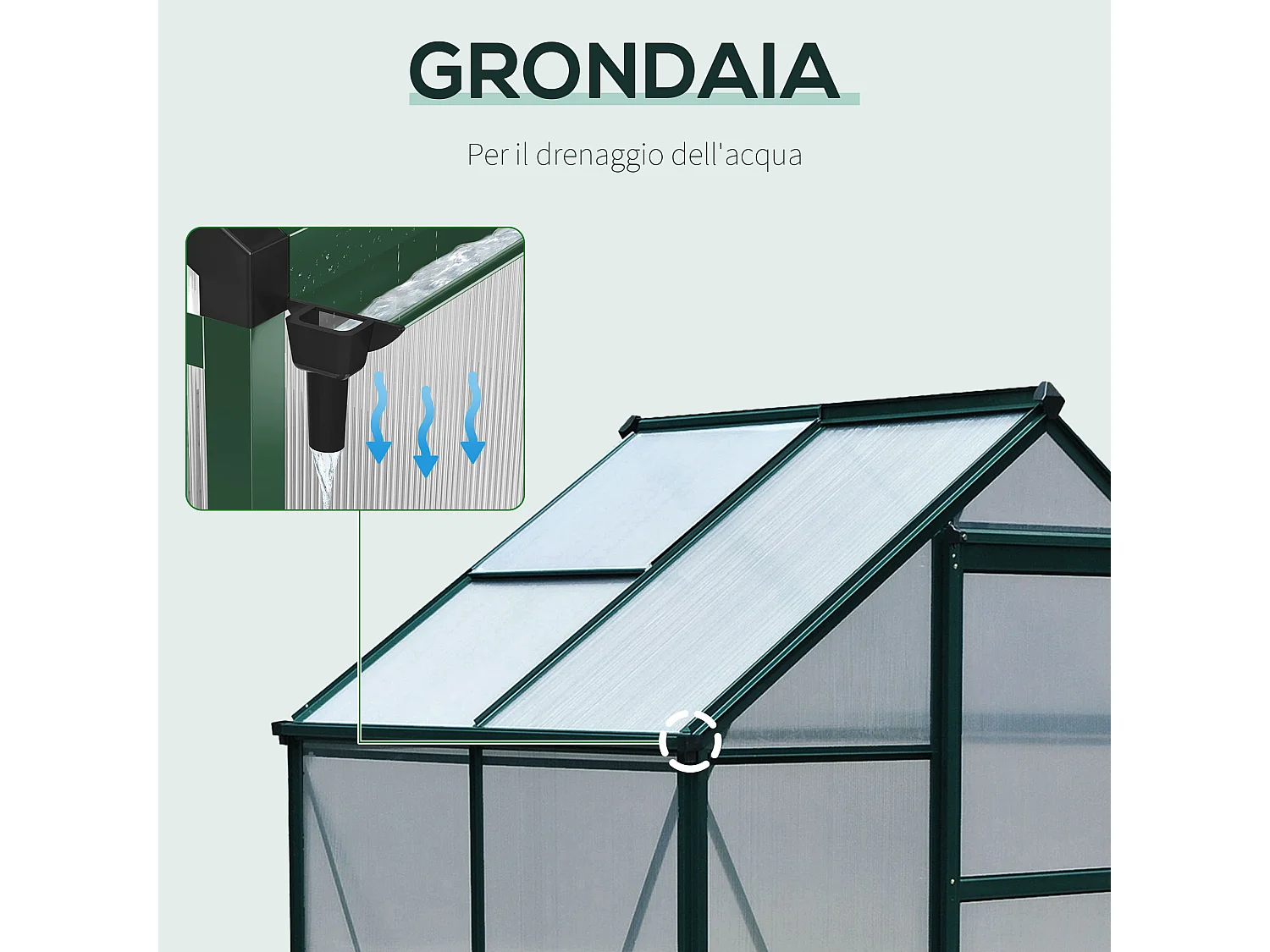 Serra da giardino policarbonato finestra e porta scorrevole