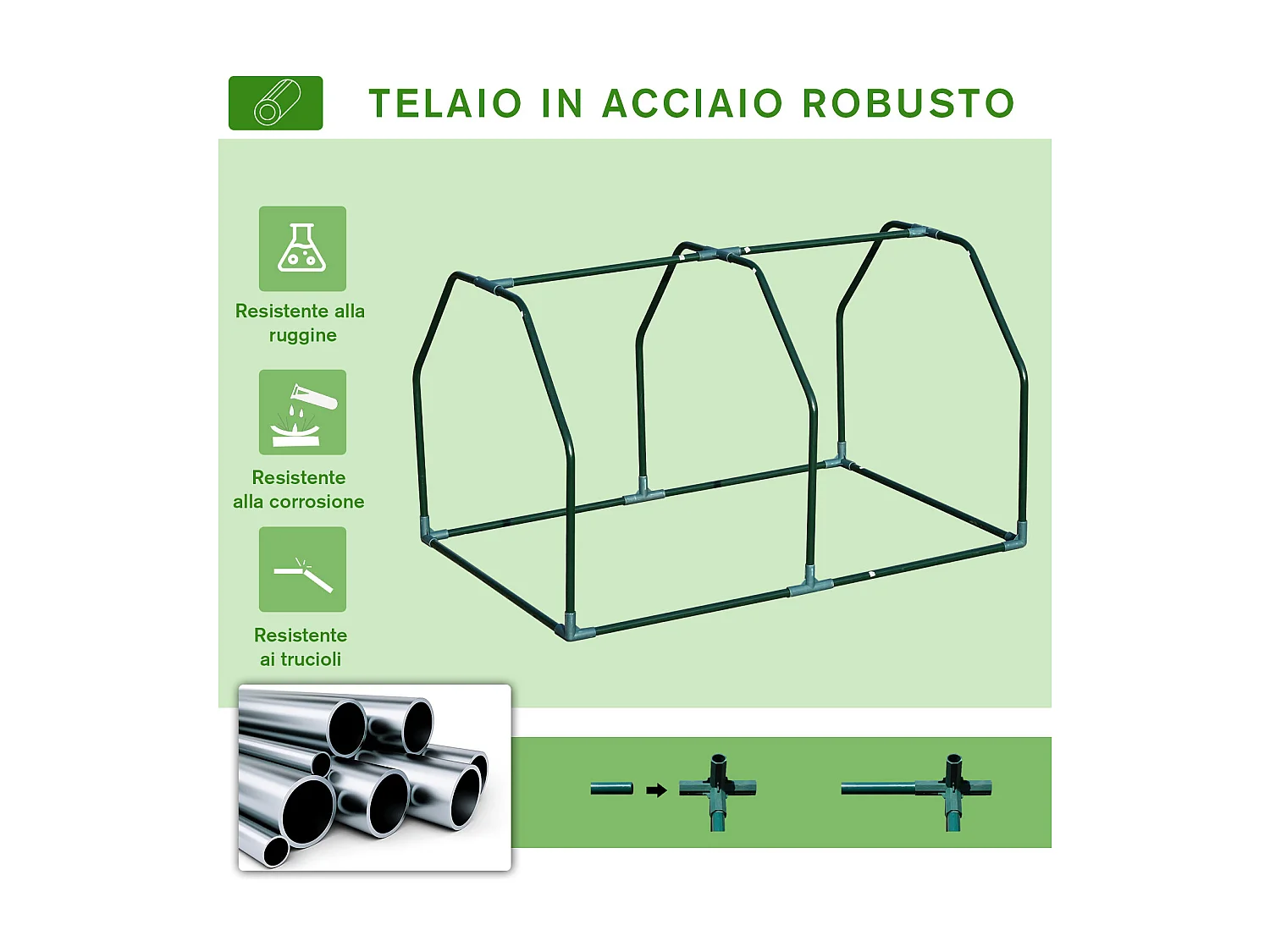 Mini serra da giardino in pe e acciaio con ingresso a zip