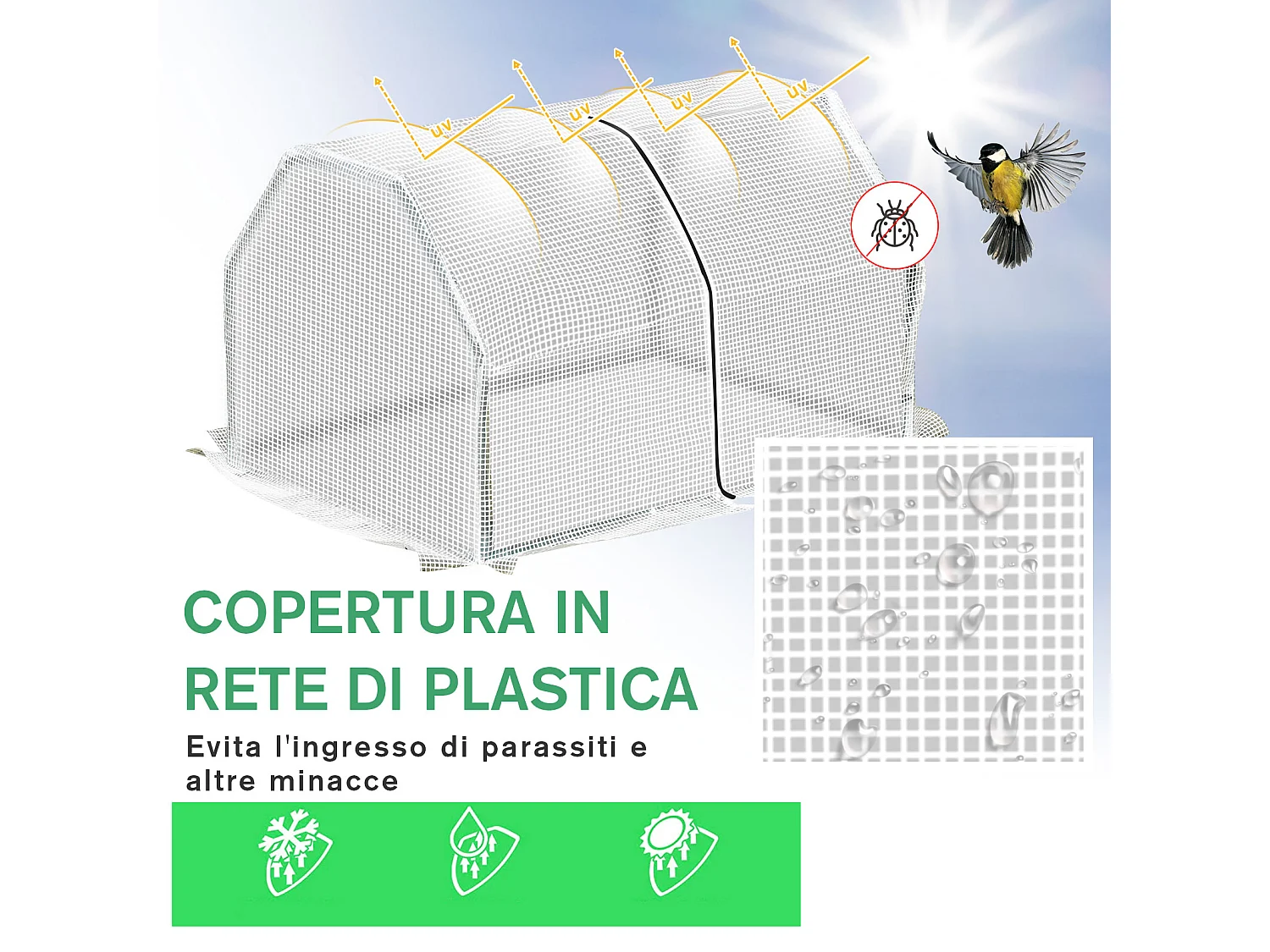 Mini serra da giardino in pe e acciaio con ingresso a zip