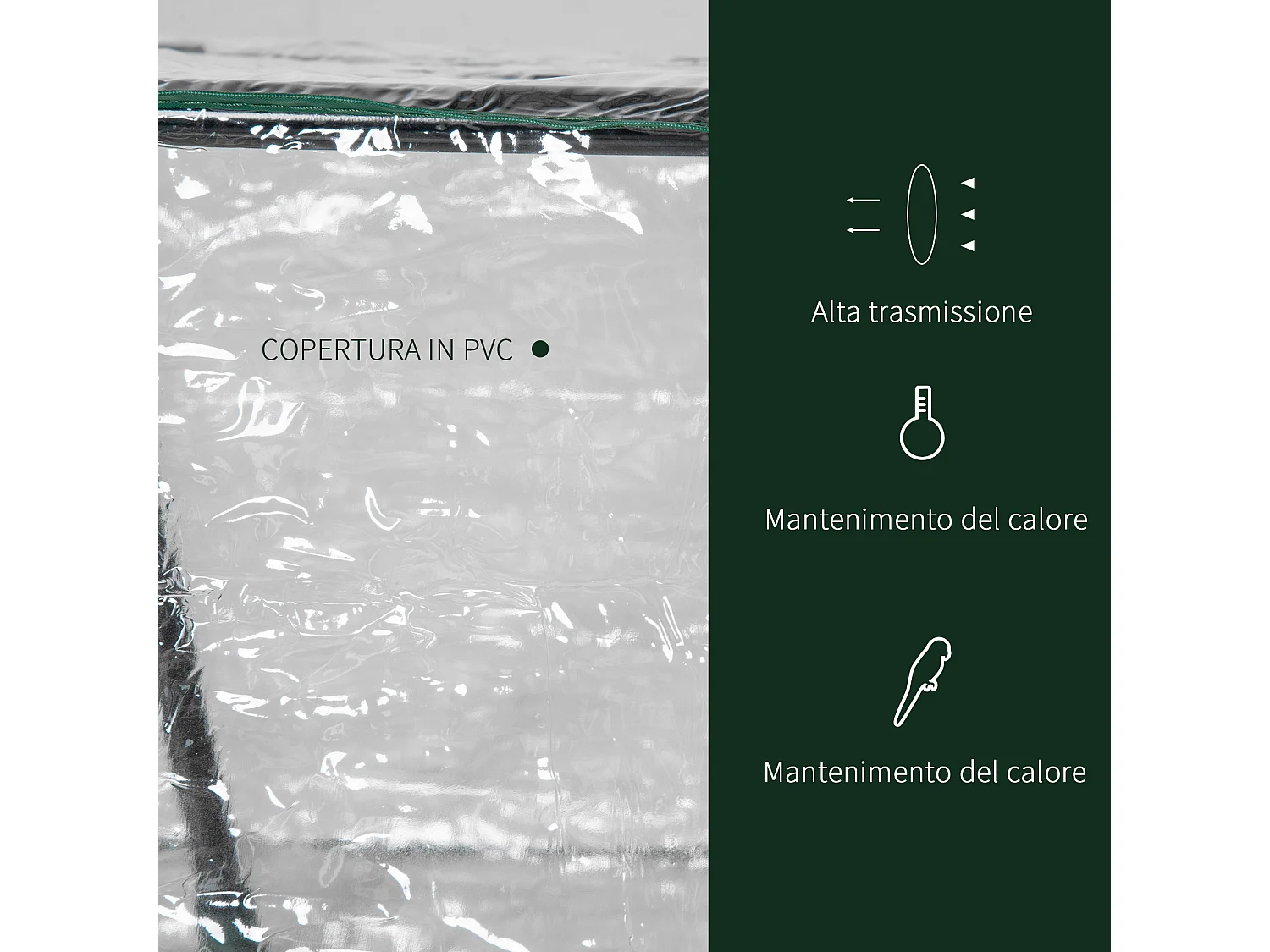 Mini serra 2 finestre avvolgibili copertura pvc 119x60x60cm