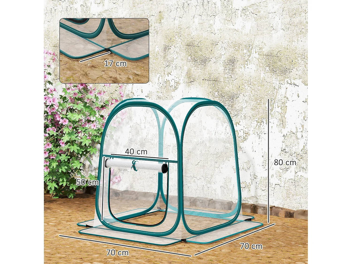 Mini serra pop up con finestra e copertura in plastica trasparente