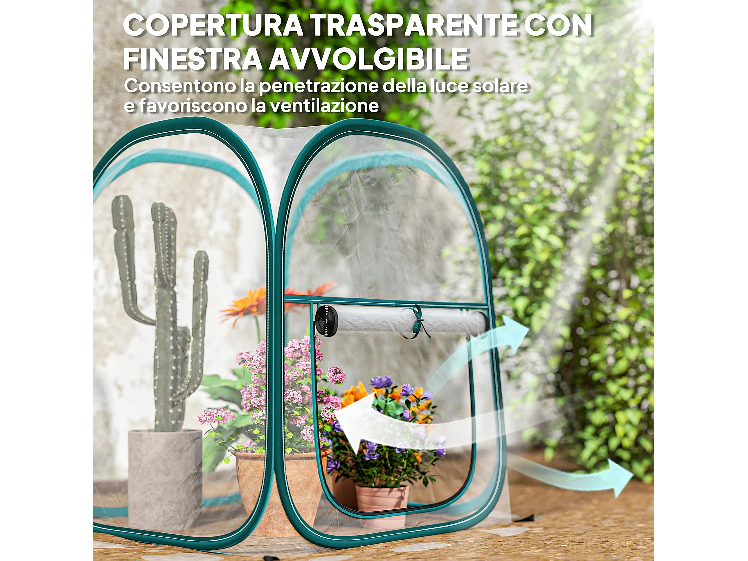 Mini serra pop up con finestra e copertura in plastica trasparente