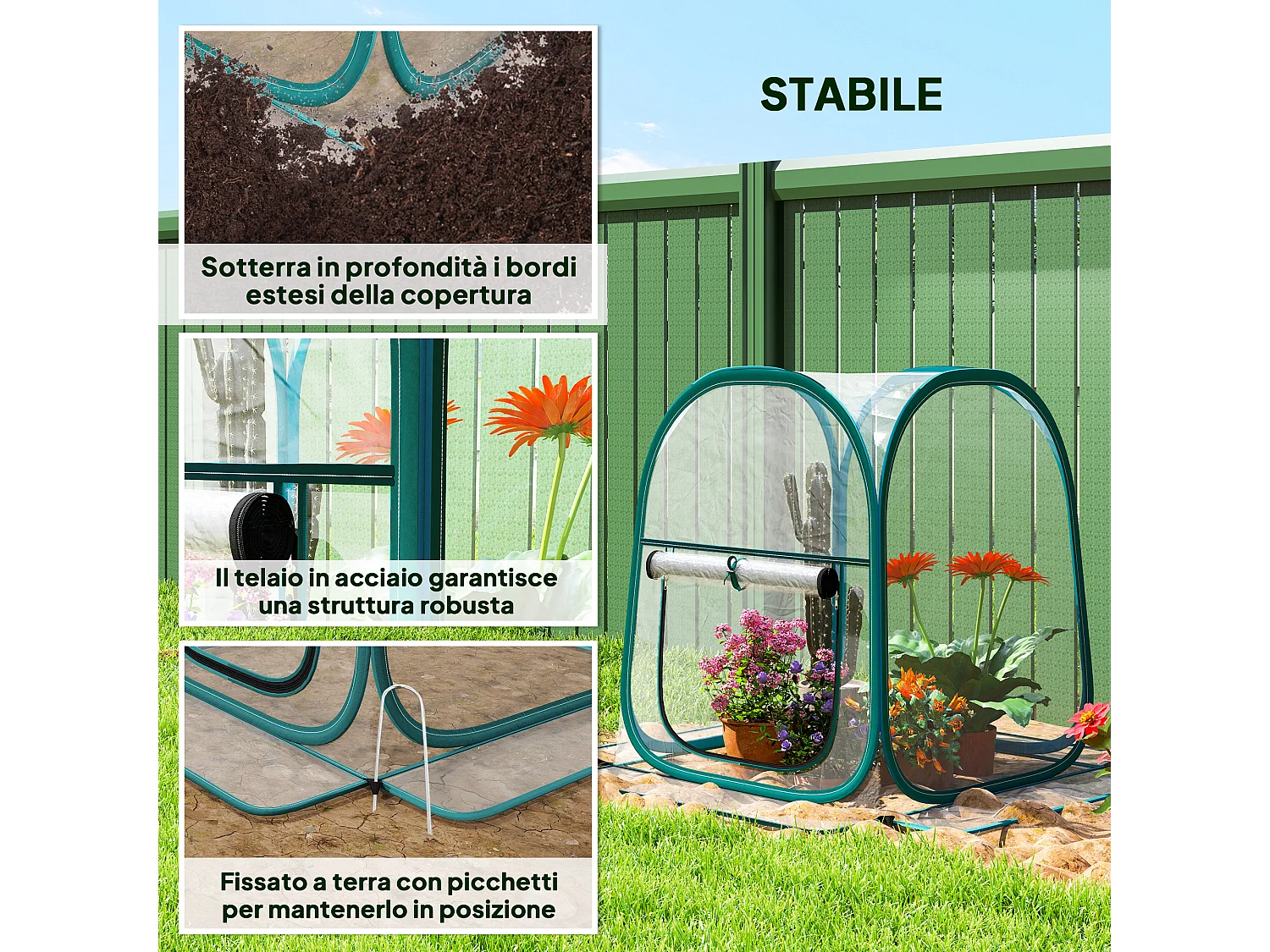 Mini serra pop up con finestra e copertura in plastica trasparente