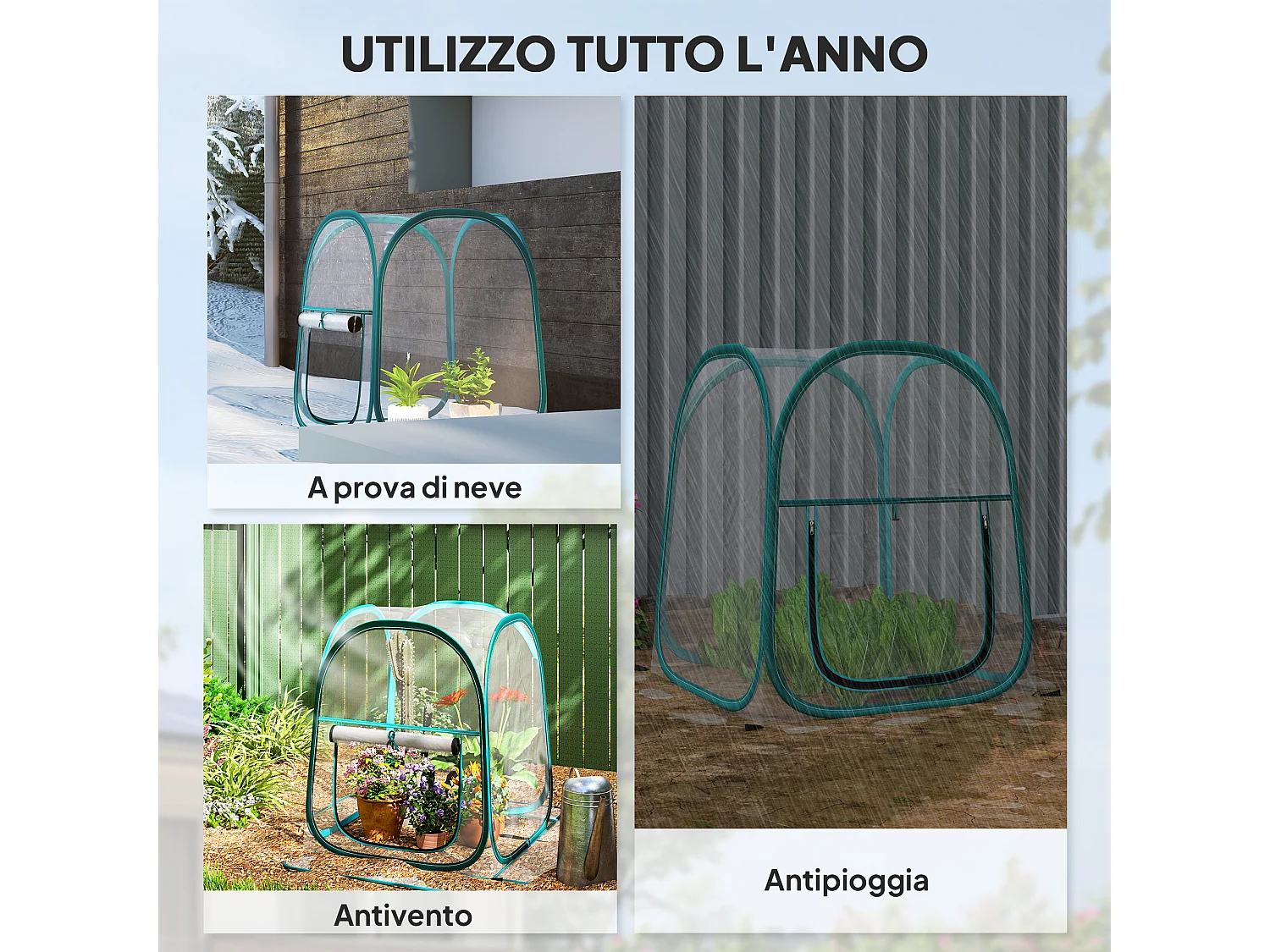 Mini serra pop up con finestra e copertura in plastica trasparente