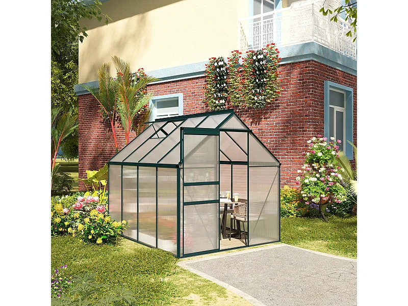 Serra per piante policarbonato 190x253x199cm porta scorrevole