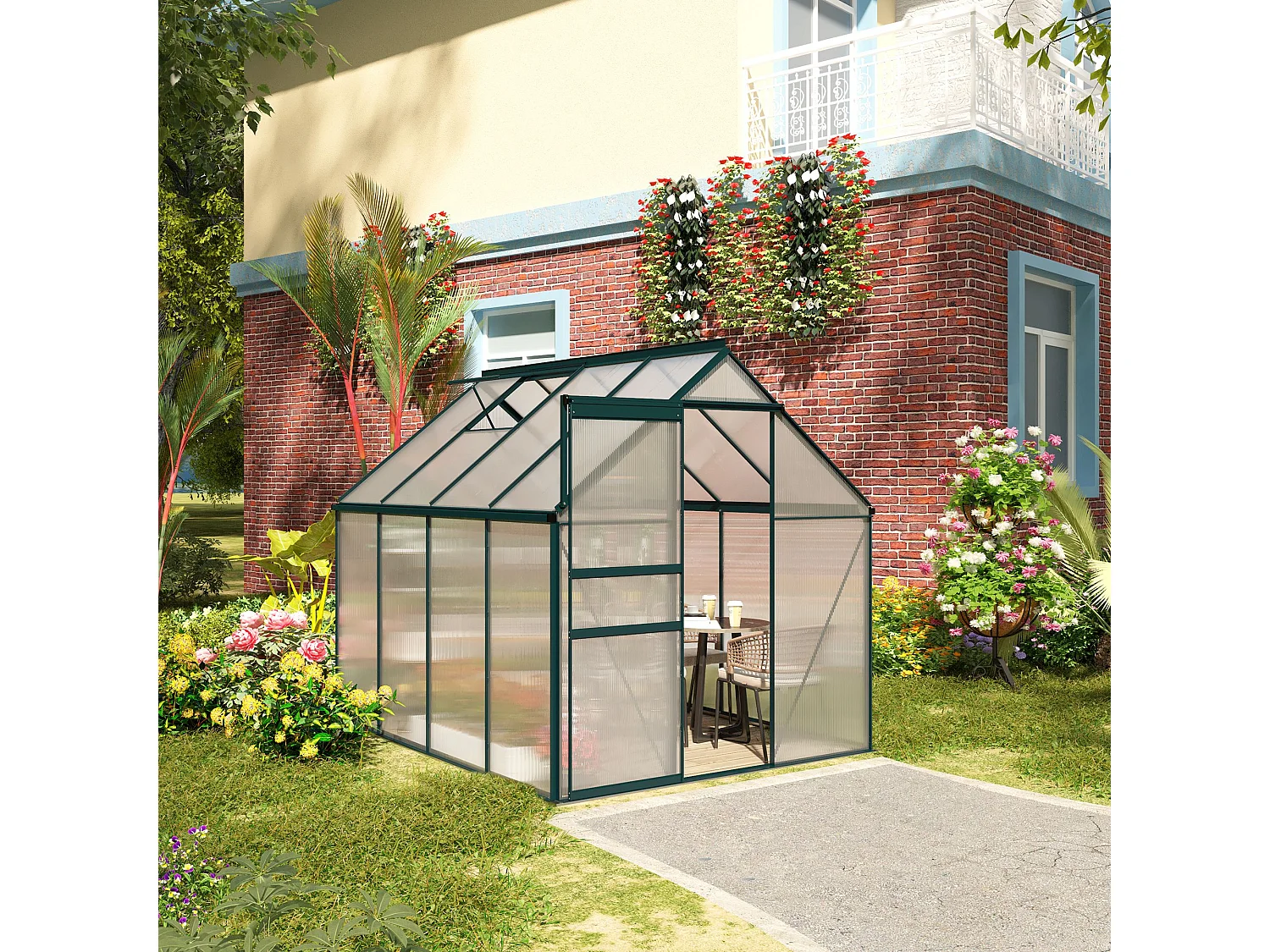 Serra per piante policarbonato 190x253x199cm porta scorrevole