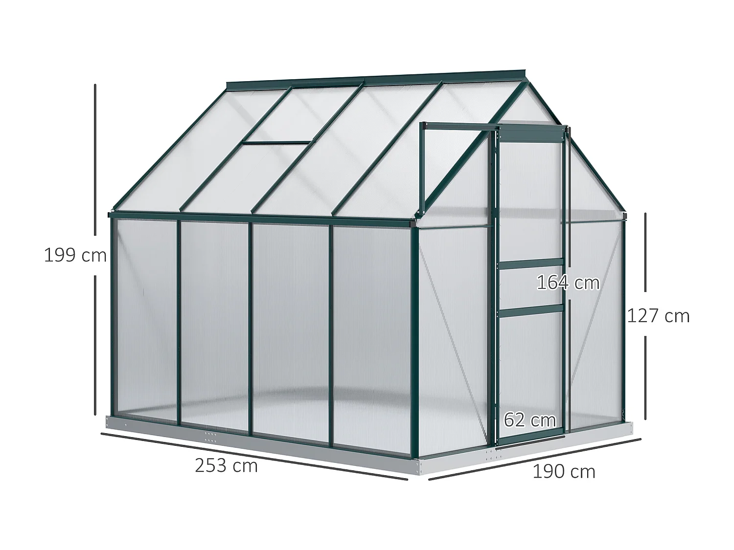 Serra per piante policarbonato 190x253x199cm porta scorrevole