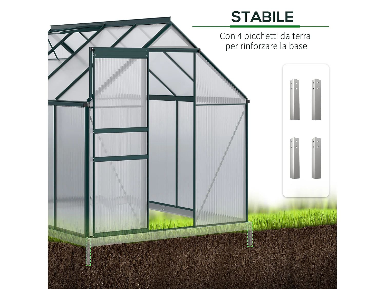 Serra per piante policarbonato 190x253x199cm porta scorrevole