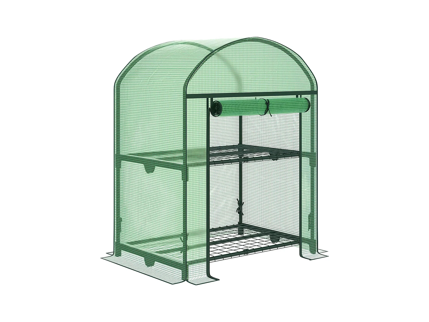 Mini serra con 2 ripiani in metallo copertura pe 69x49x92cm