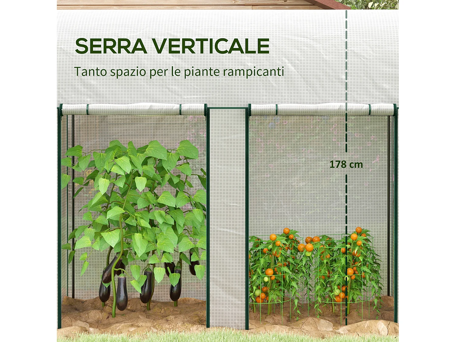 Serra da giardino con 2 porte avvolgibili 2x1x1.78 bianco
