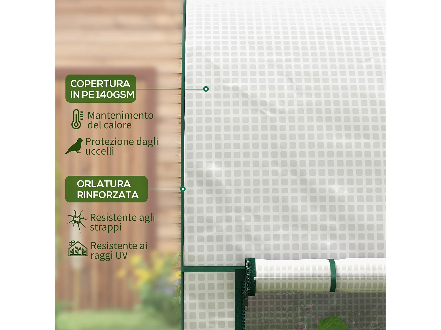 Serra da giardino con 2 porte avvolgibili 2x1x1.78 bianco