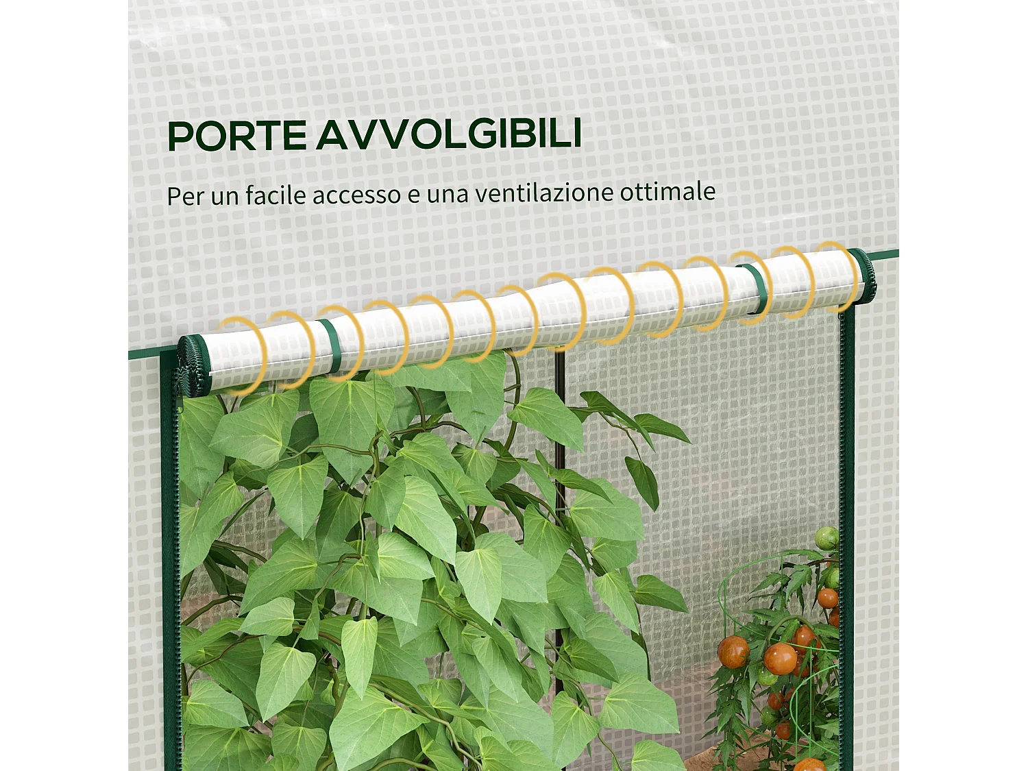 Serra da giardino con 2 porte avvolgibili 2x1x1.78 bianco