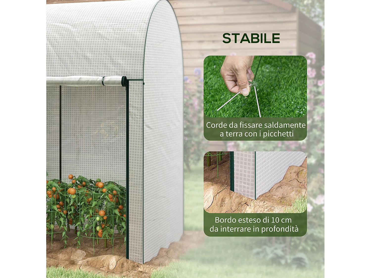 Serra da giardino con 2 porte avvolgibili 2x1x1.78 bianco