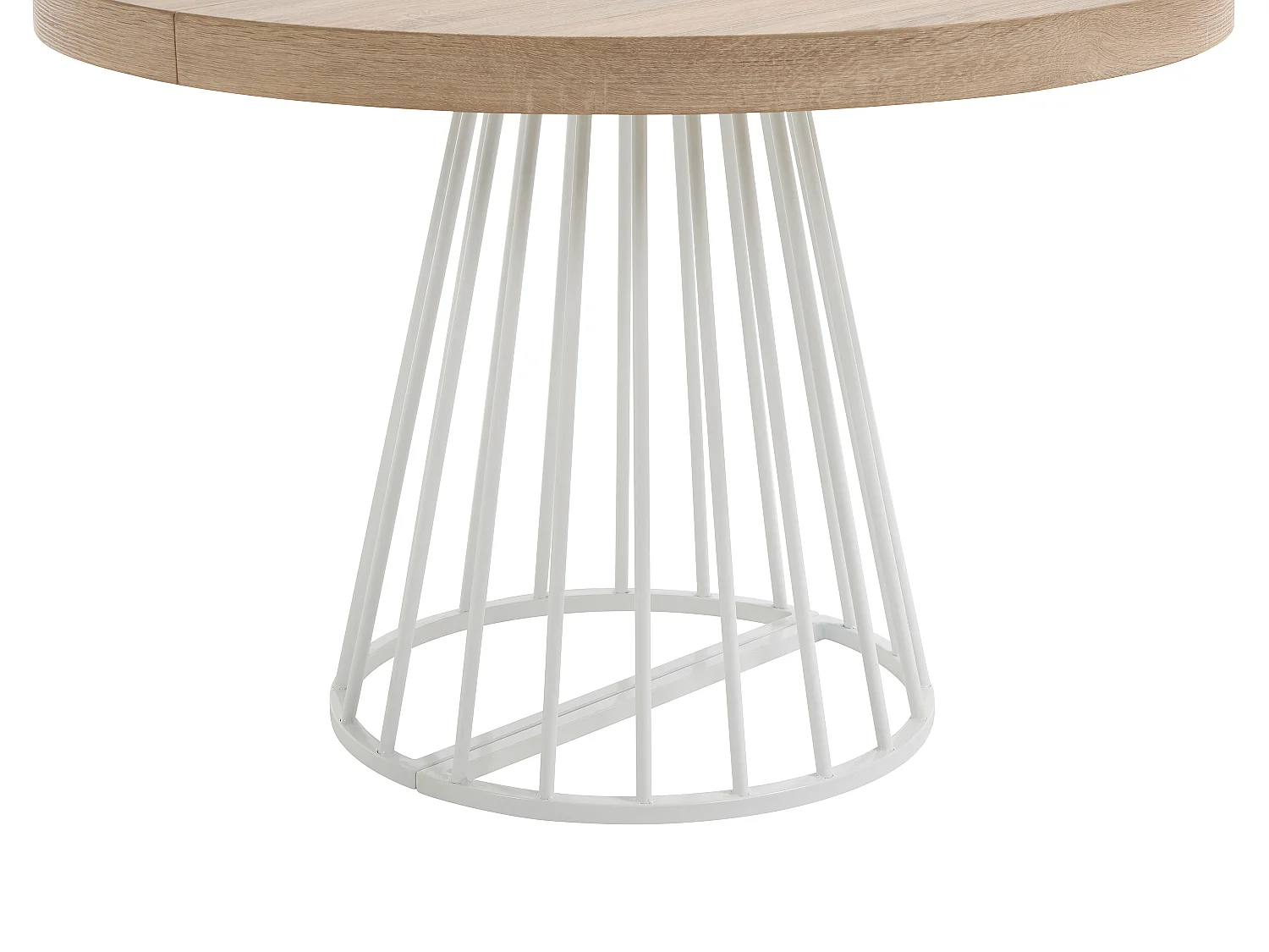 Table à manger extensible 2 à 12 personnes en MDF et acier - Naturel clair et blanc - FIRELA