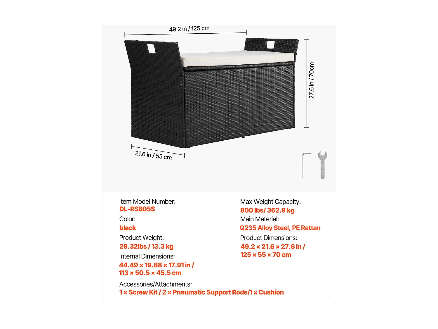 Banco de Almacenamiento SucceBuy, Exterior de Ratán Sintético, Cofre de Jardín de 340 L, Capacidad de Carga de 362,9 kg, Asiento de Exterior para Patio, Jardín