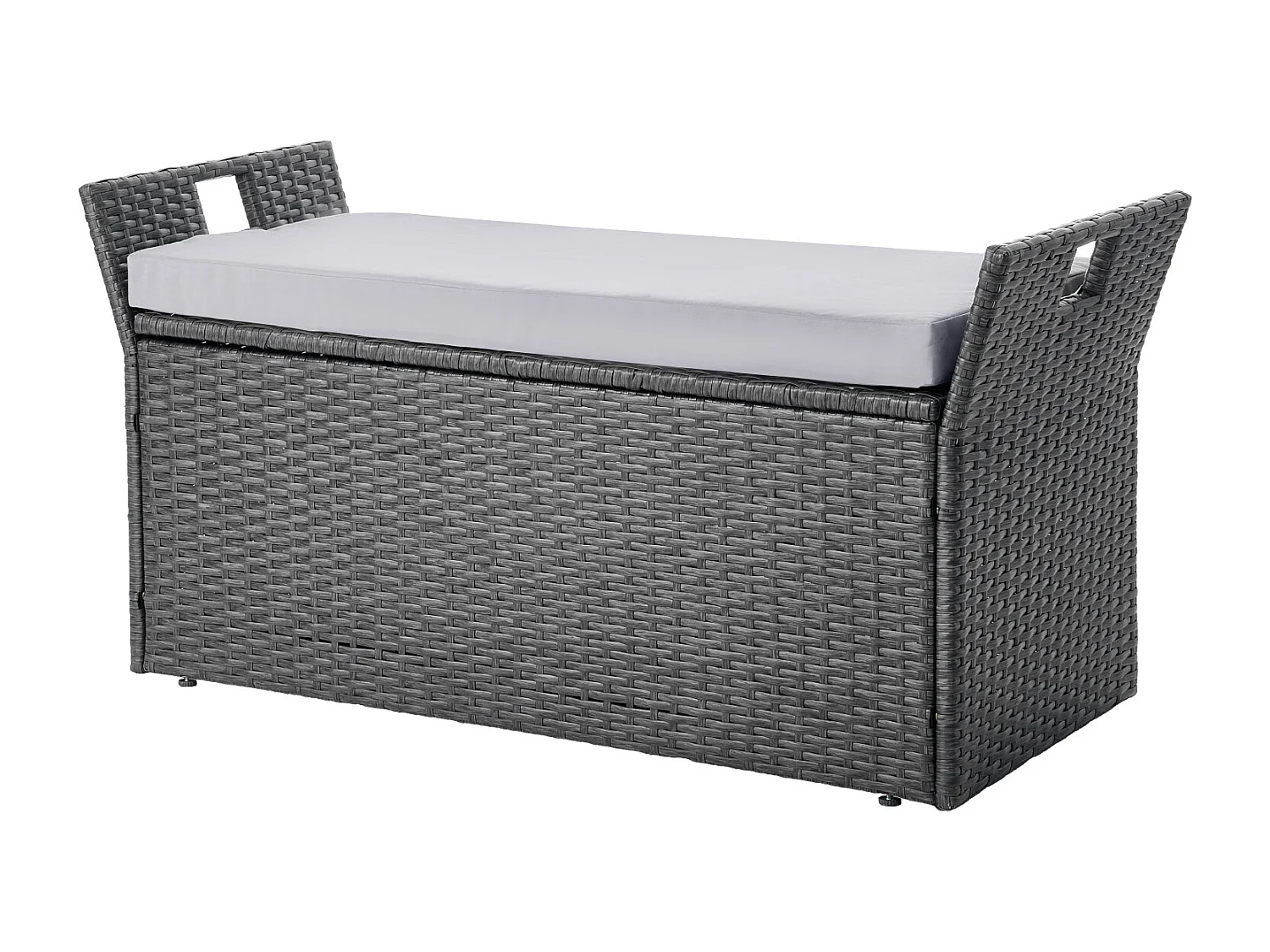 Banc de Rangement SucceBuy, Extérieur en Rotin Synthétique, Coffre de Jardin 151 L, Capacité de Charge 181,4 kg, Siège d'Extérieur pour Patio, Jardin, Balcon
