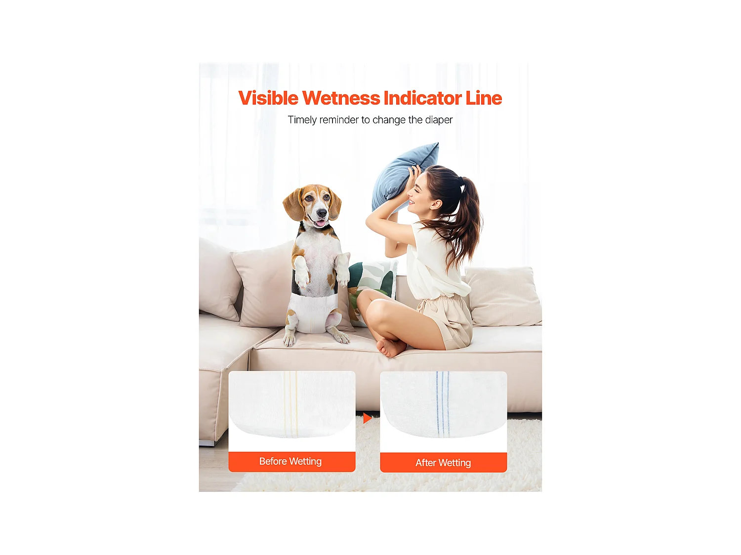 Couches Jetables SucceBuy pour Chiens Femelles 96 Pièces, Couches pour Chiennes Super Absorbantes Anti-Fuites Taille S, pour Entraînement, 2 Lots de 48