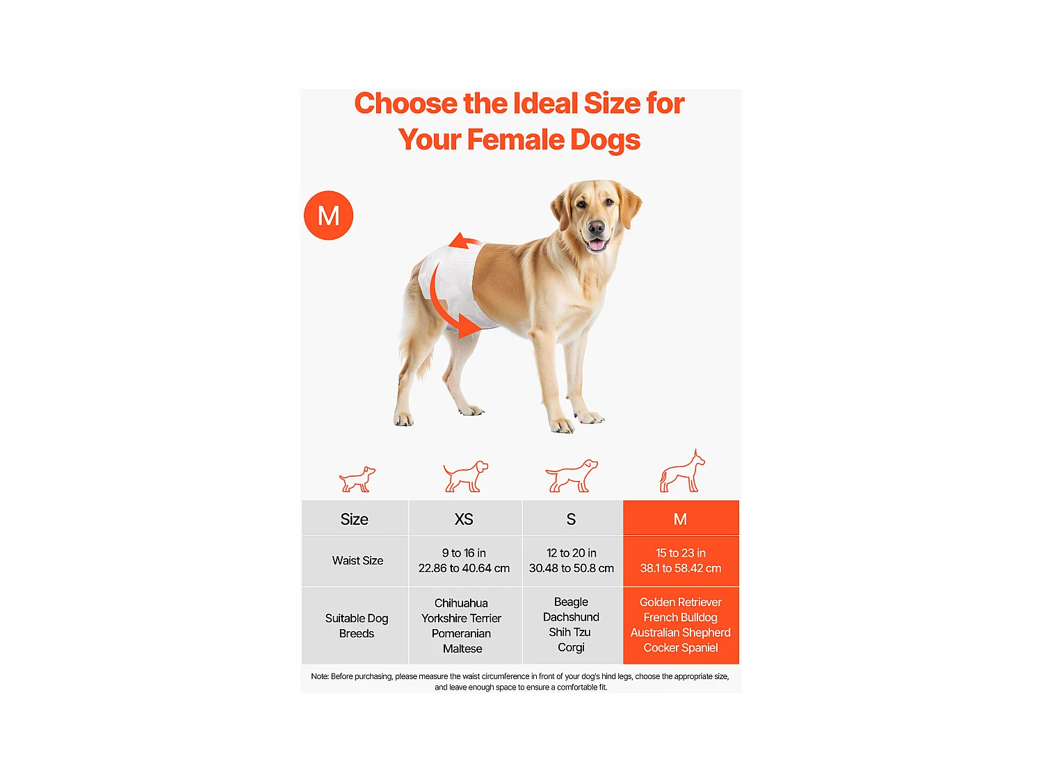 Couches Jetables SucceBuy pour Chiens Femelles, 96 Pièces, Couches pour Chiennes Super Absorbantes Anti-Fuites, Taille M, pour Entraînement, 2 Lots de 48