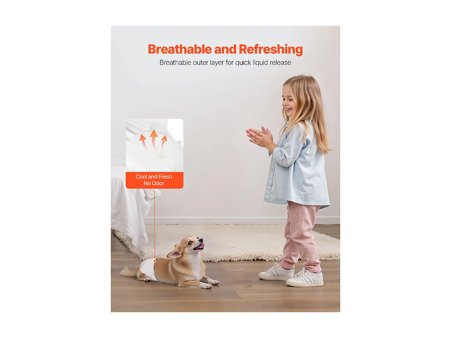 Couches Jetables SucceBuy pour Chiens Femelles, 144 Pièces, Couches pour Chiennes Super Absorbantes Anti-fuites Taille XS, pour Entraînement, 2 Lots de 72