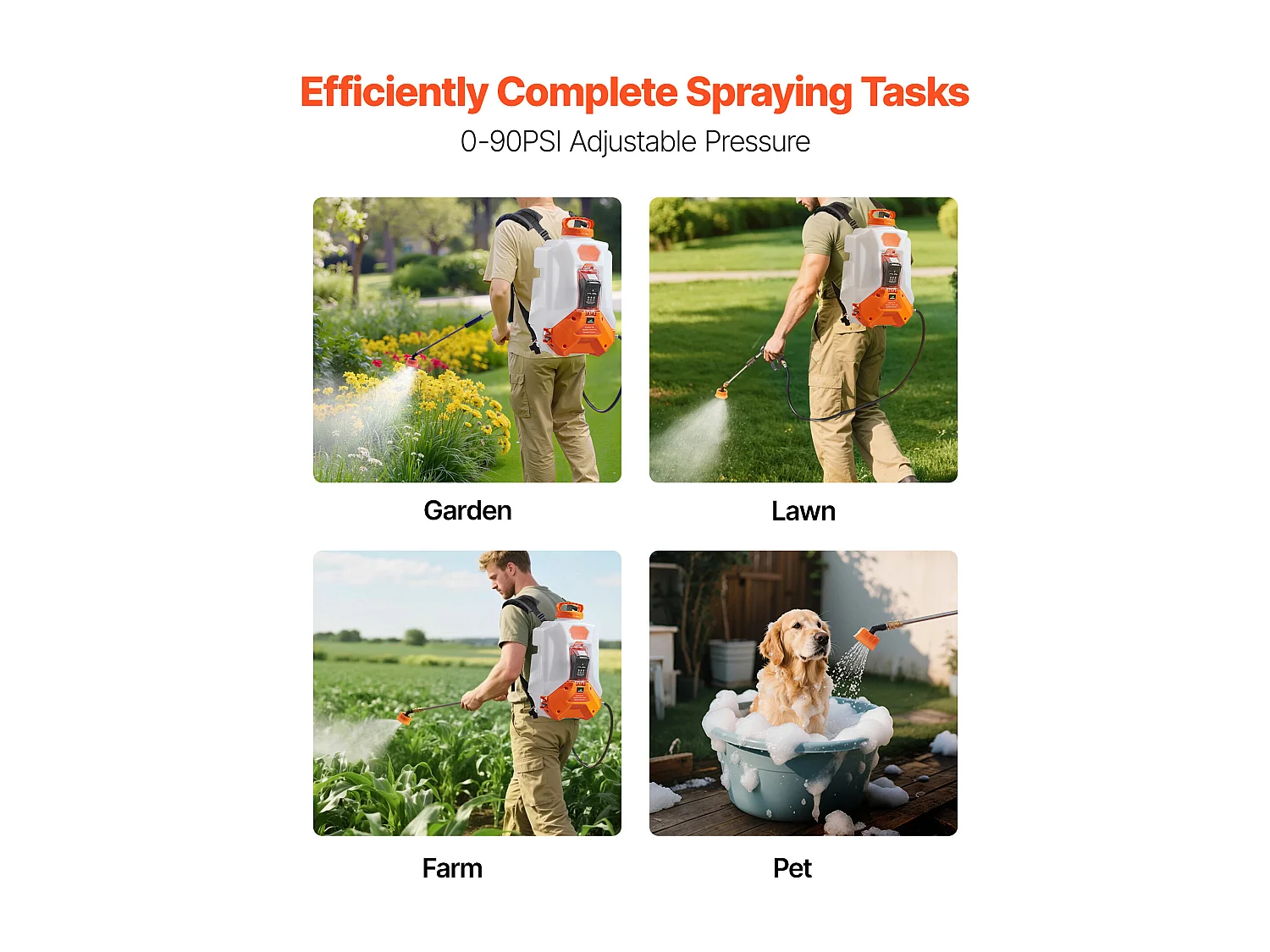 Pulvérisateur à Dos SucceBuy, Électrique à Batterie 16 L, avec 2 Lances, 8 Buses, Batterie 21 V 4 Ah, Pulvérisateur Portable pour Jardin, Pelouse, Désherbage