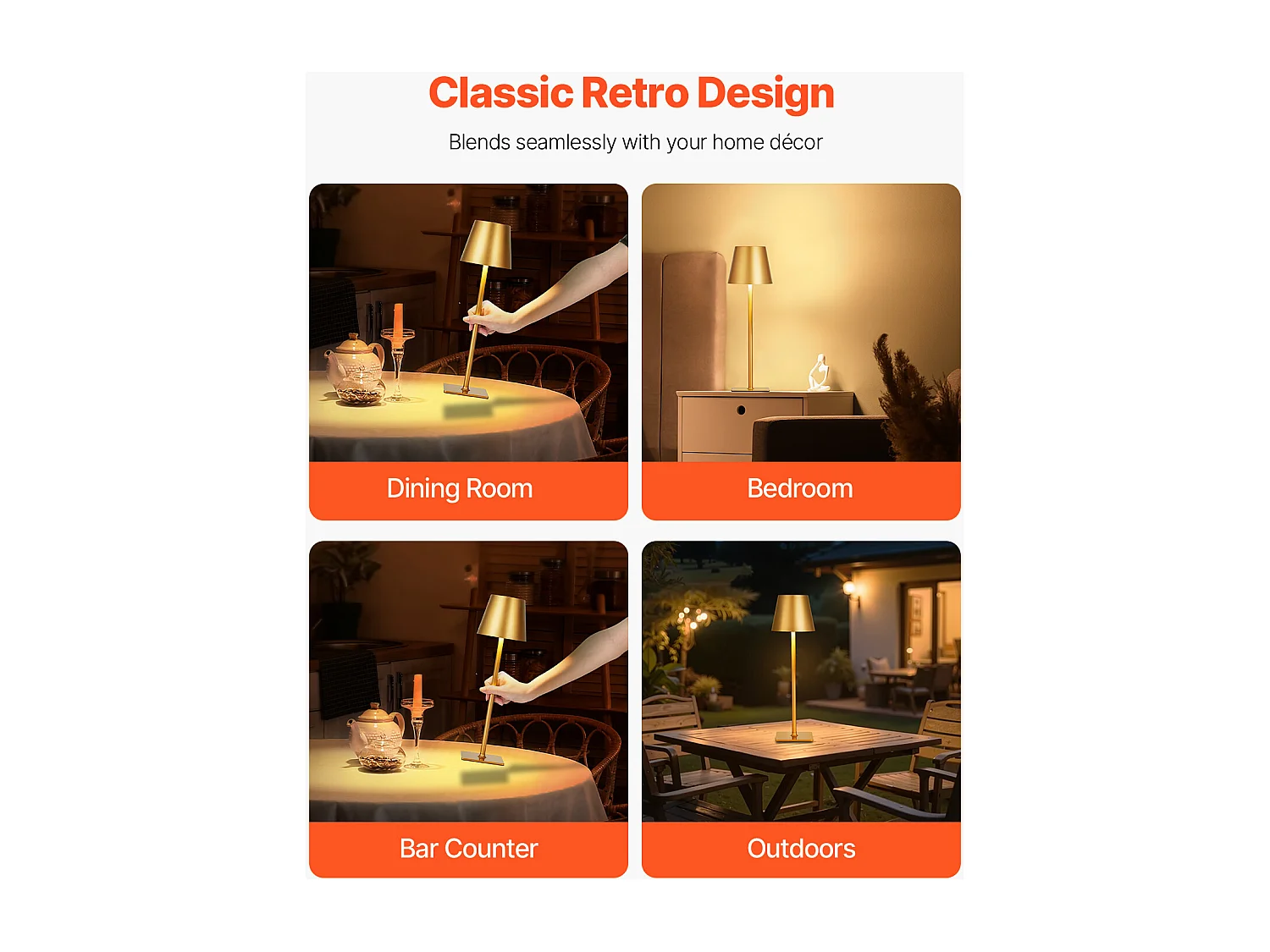 Lampe de Table Sans Fil SucceBuy, 2 Pièces, Batterie Rechargeable Intégrée 5200 mAh, Variateur d'Intensité 3 Couleurs, pour Chambre, Doré