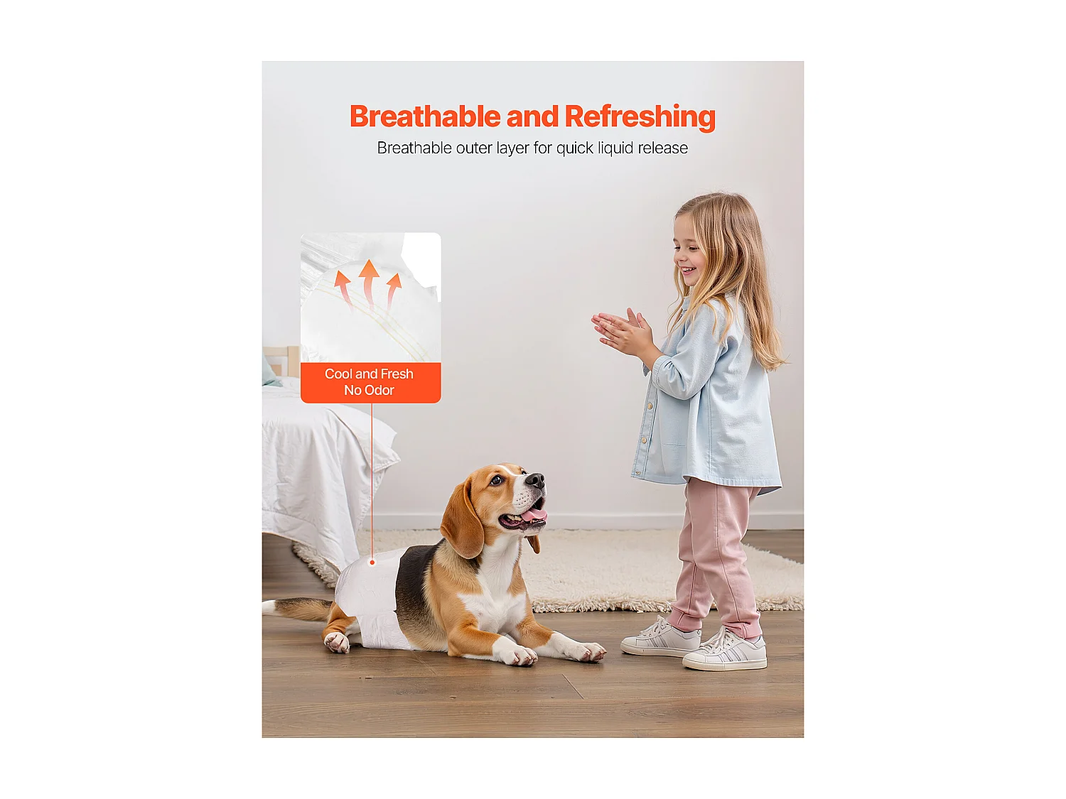 Couches Jetables SucceBuy pour Chiens Femelles, 144 Pièces, Couches pour Chiennes Super Absorbantes Anti-Fuites Taille S, pour Entraînement, 2 Lots de 72