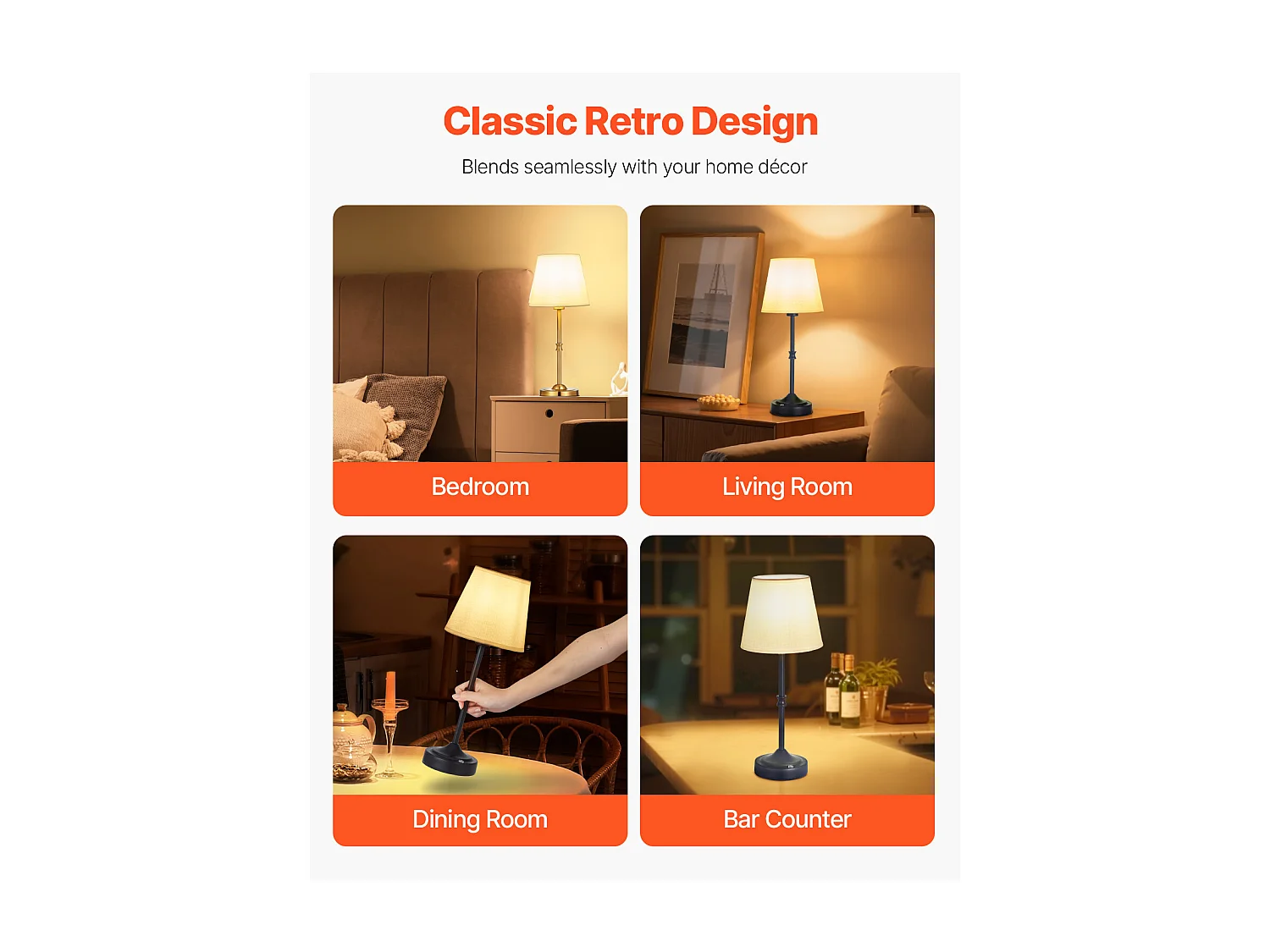 Lampe de Table Sans Fil SucceBuy, 2 Pièces, Batterie Rechargeable Intégrée 5200 mAh, 3 Niveaux Luminosité, Abat-Jour en Tissu, pour Chambre, Noir