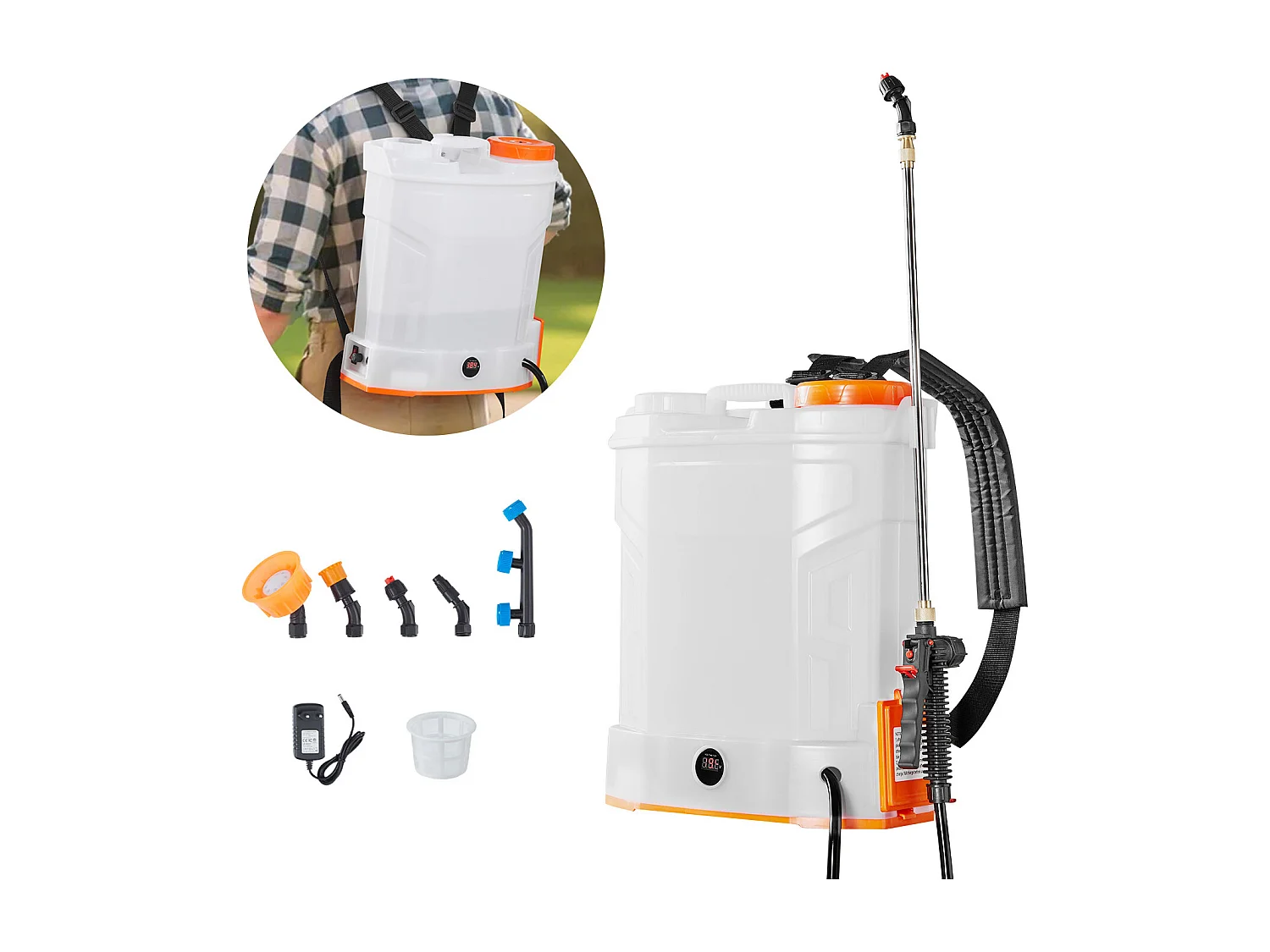 Pulvérisateur à Dos SucceBuy, Électrique à Batterie 12 L, avec 2 Lances, 5 Buses, Batterie 18 V 2 Ah, Pulvérisateur Portable pour Jardin, Pelouse, Désherbage