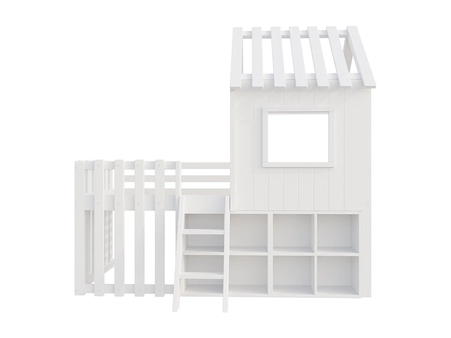 Cama infantil 90x200cm madeira maciça estilo casa com janela de telhado armazenamento branco