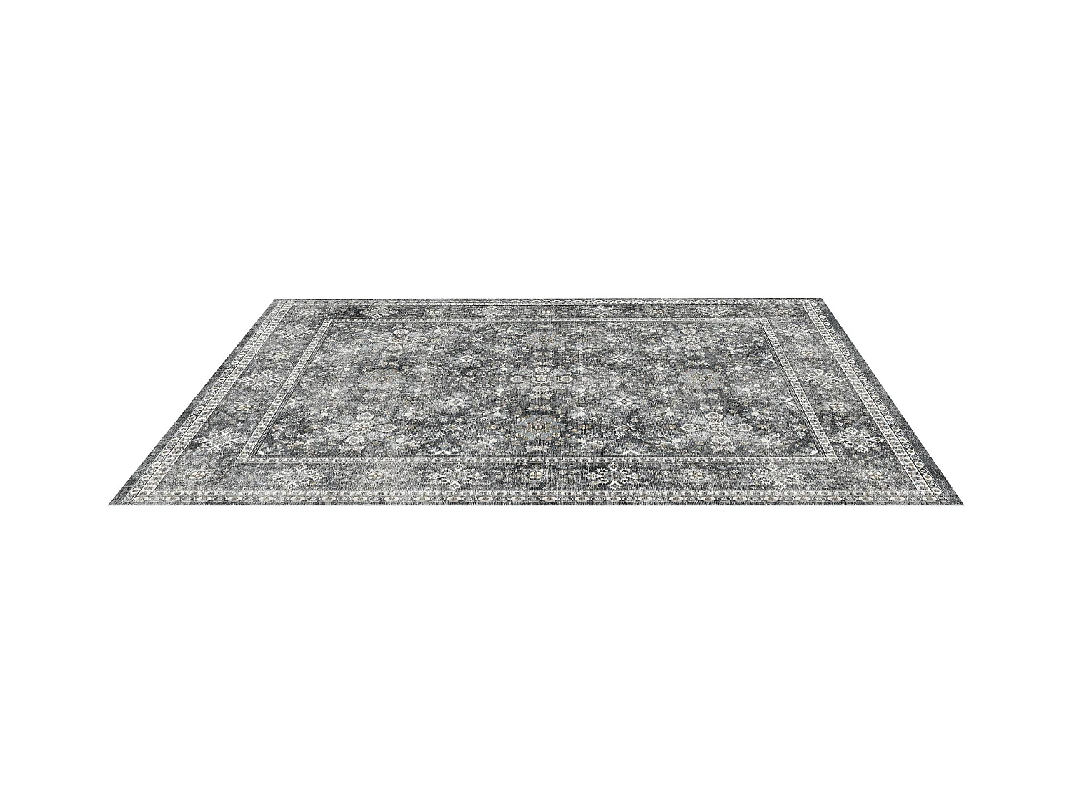 Tapis Salon SucceBuy, 2,4 x 3 m, Grand Tapis Chambre Lavable et Antidérapant, Doux Confortable, Style Vintage, pour Chambre, Bureau, Entrée, Gris