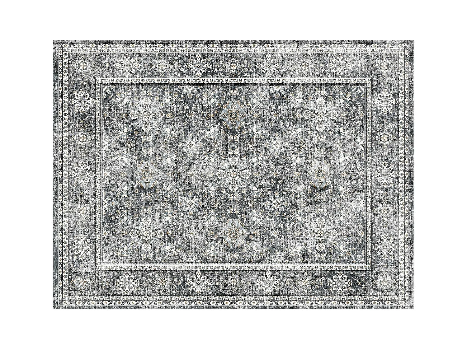 Tapis Salon SucceBuy, 2,4 x 3 m, Grand Tapis Chambre Lavable et Antidérapant, Doux Confortable, Style Vintage, pour Chambre, Bureau, Entrée, Gris