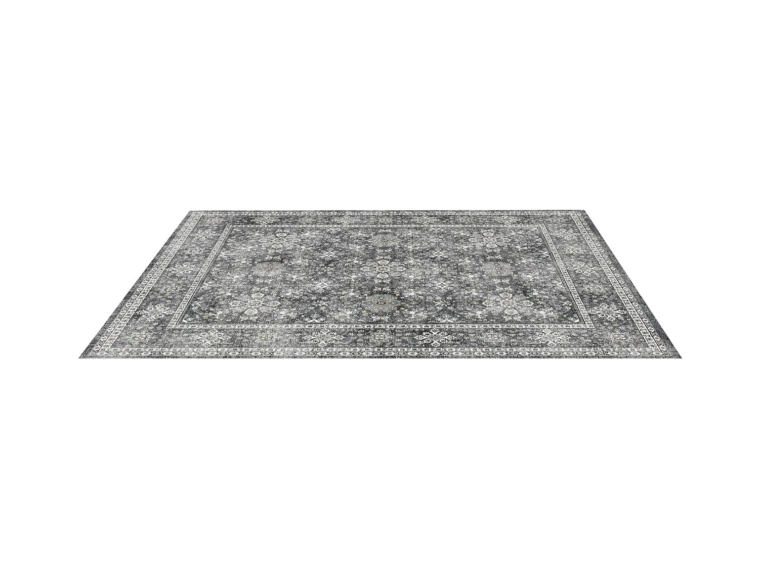 Tapis Salon SucceBuy, 2,4 x 3 m, Grand Tapis Chambre Lavable et Antidérapant, Doux Confortable, Style Vintage, pour Chambre, Bureau, Entrée, Gris