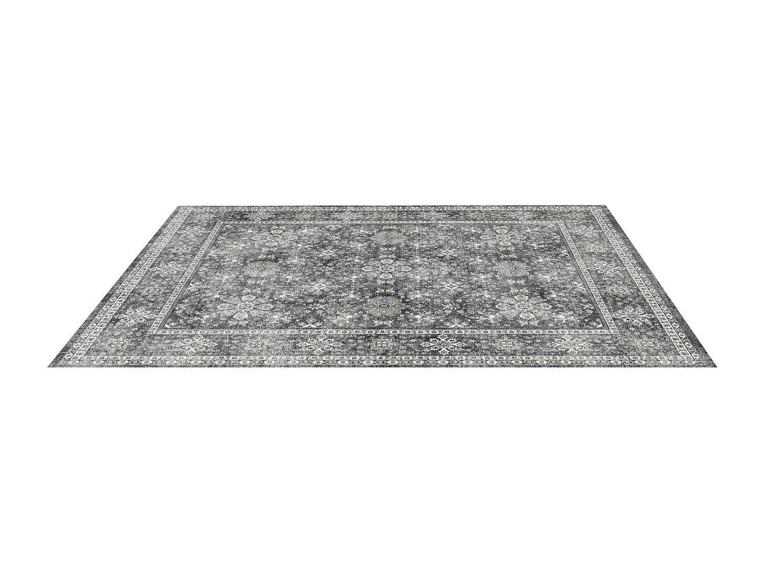 Tapis Salon SucceBuy, 2,4 x 3 m, Grand Tapis Chambre Lavable et Antidérapant, Doux Confortable, Style Vintage, pour Chambre, Bureau, Entrée, Gris