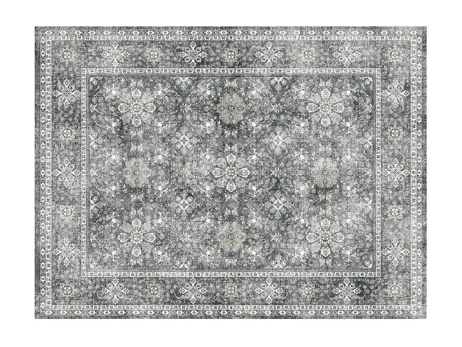 Tapis Salon SucceBuy, 2,4 x 3 m, Grand Tapis Chambre Lavable et Antidérapant, Doux Confortable, Style Vintage, pour Chambre, Bureau, Entrée, Gris