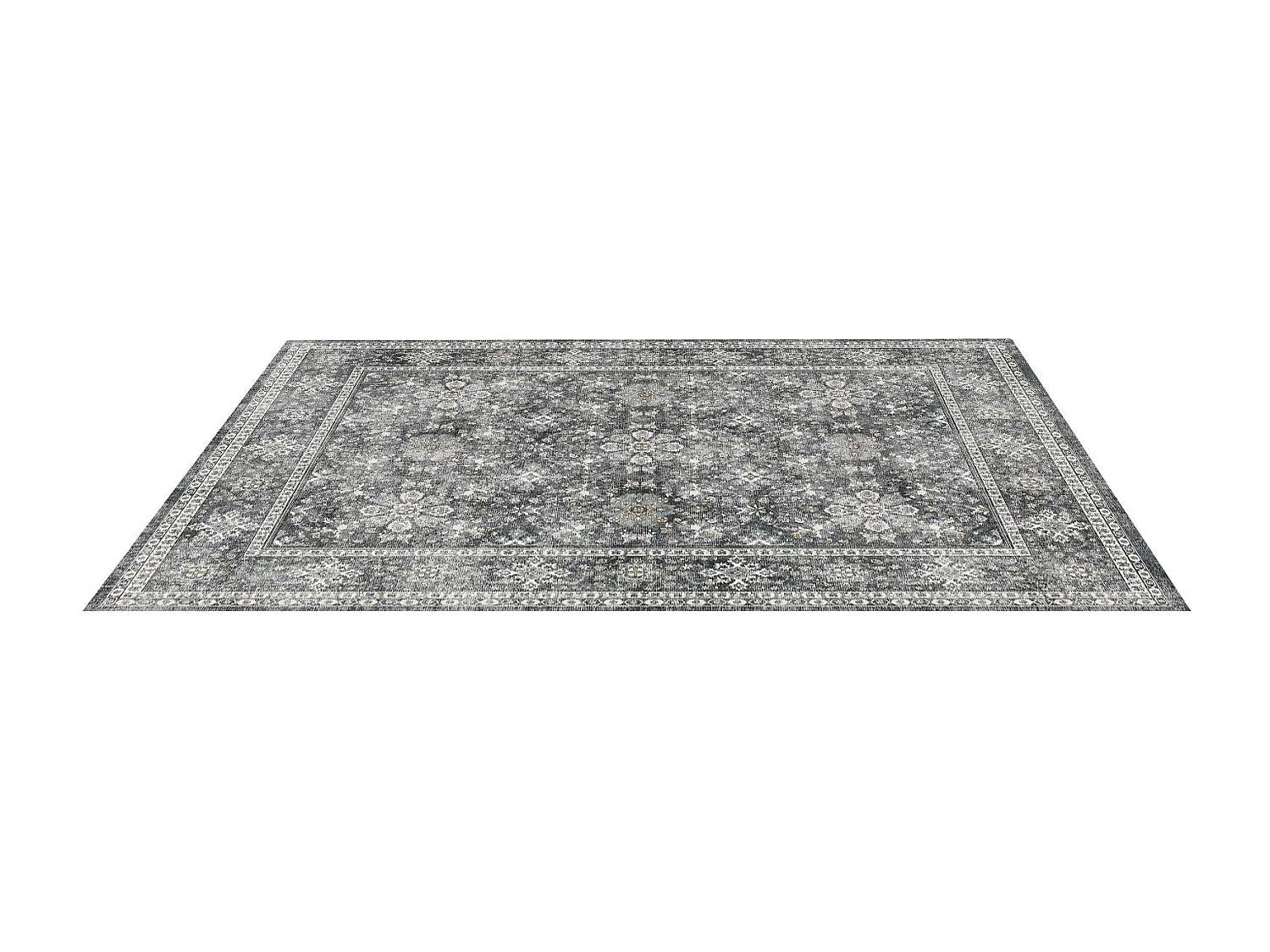 Tapis Salon SucceBuy, 2,4 x 3 m, Grand Tapis Chambre Lavable et Antidérapant, Doux Confortable, Style Vintage, pour Chambre, Bureau, Entrée, Gris