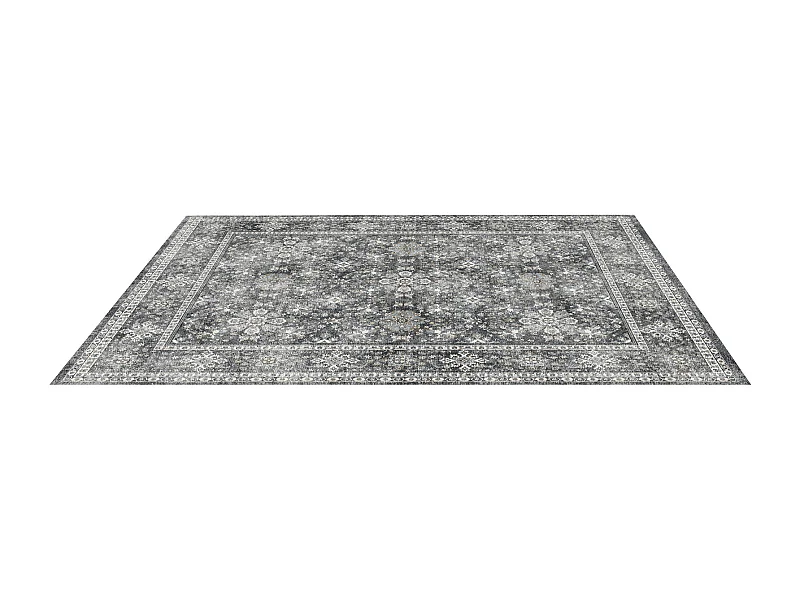 Tapis Salon SucceBuy, 2,4 x 3 m, Grand Tapis Chambre Lavable et Antidérapant, Doux Confortable, Style Vintage, pour Chambre, Bureau, Entrée, Gris