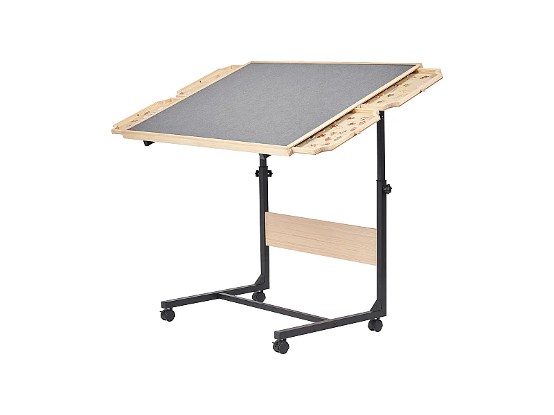 Tavolo Puzzle SucceBuy 1500 Pezzi, Tavola Puzzle 86,5 x 63,5 cm, con Gambe in Metallo, 4 Cassetti, Ruote e Copertura, Piattaforma Rompicapo Altezza Regolabile