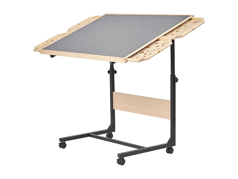 Tavolo Puzzle SucceBuy 1500 Pezzi, Tavola Puzzle 86,5 x 63,5 cm, con Gambe in Metallo, 4 Cassetti, Ruote e Copertura, Piattaforma Rompicapo Altezza Regolabile