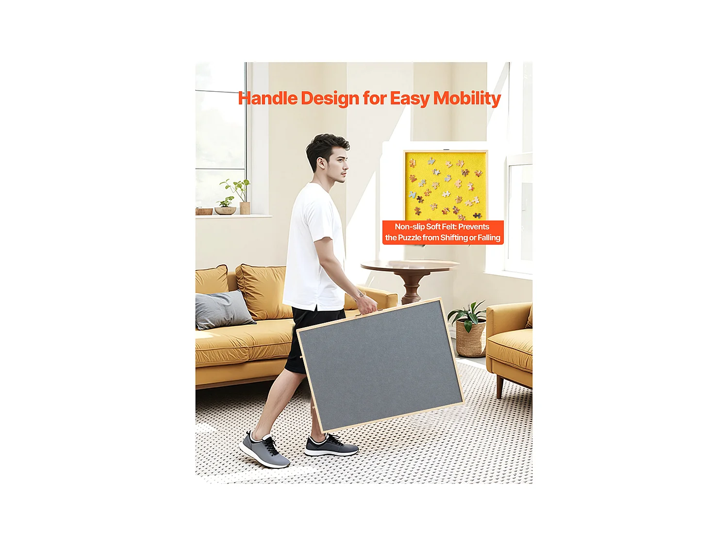 Planche de Puzzle SucceBuy 1000 Pièces, Table de Puzzle en Bois 73.5x53.5 cm, Plateau Casse-Tête Rotatif Portable, avec 4 Tiroirs Colorés et Couverture