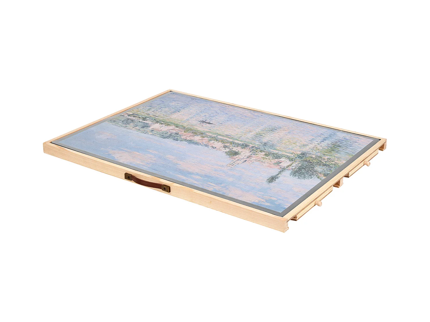 Tavola Puzzle SucceBuy 1000 Pezzi, Tavolo Puzzle in Legno 73.5x53.5 cm, Piattaforma Rompicapo Rotante Portatile, con 4 Cassetti Colorati e Copertura