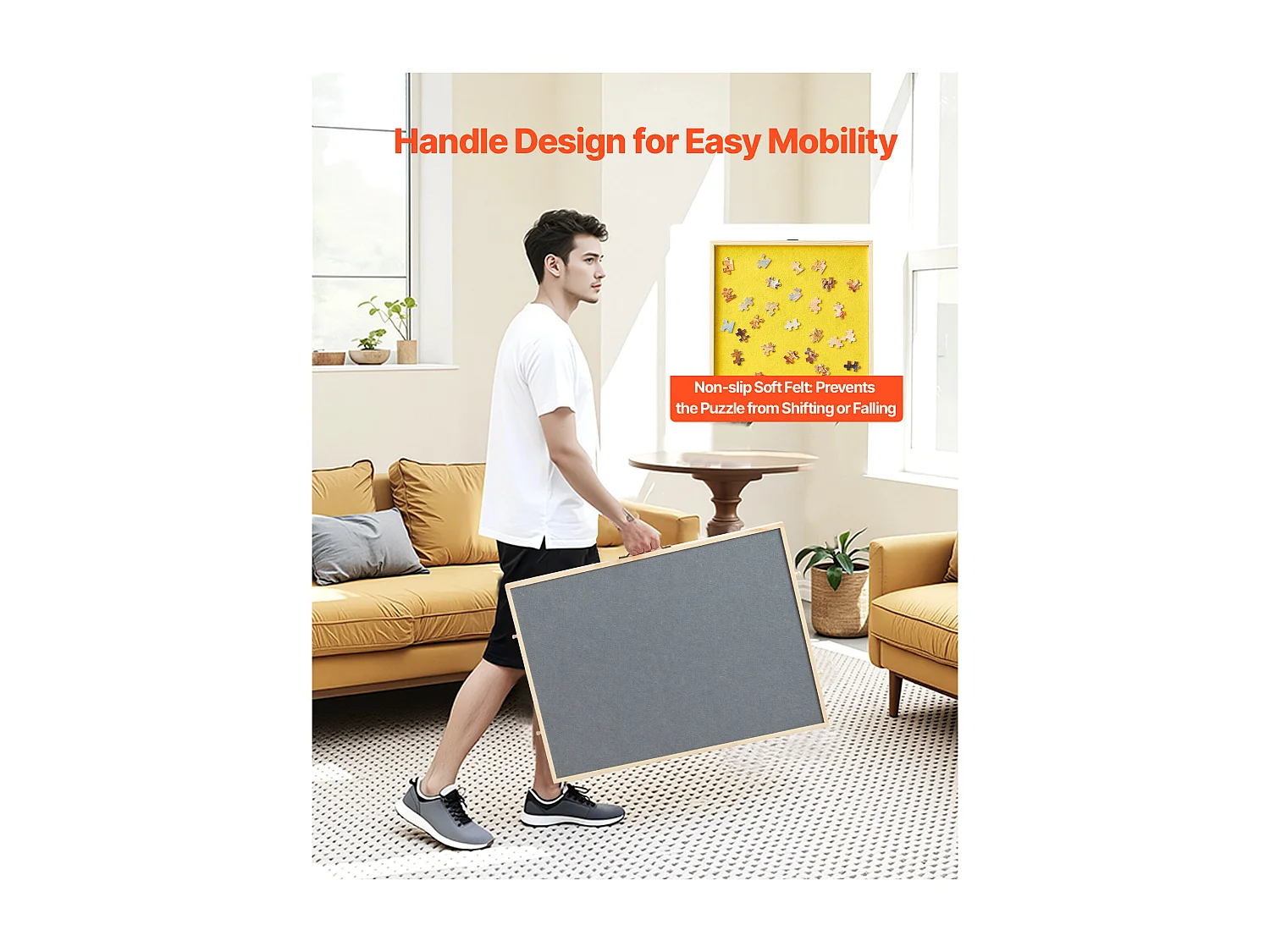 Planche de Puzzle SucceBuy 1000 Pièces, Table de Puzzle en Bois 73.5x53.5 cm, Plateau Casse-Tête Rotatif Portable, avec 4 Tiroirs Colorés et Couverture