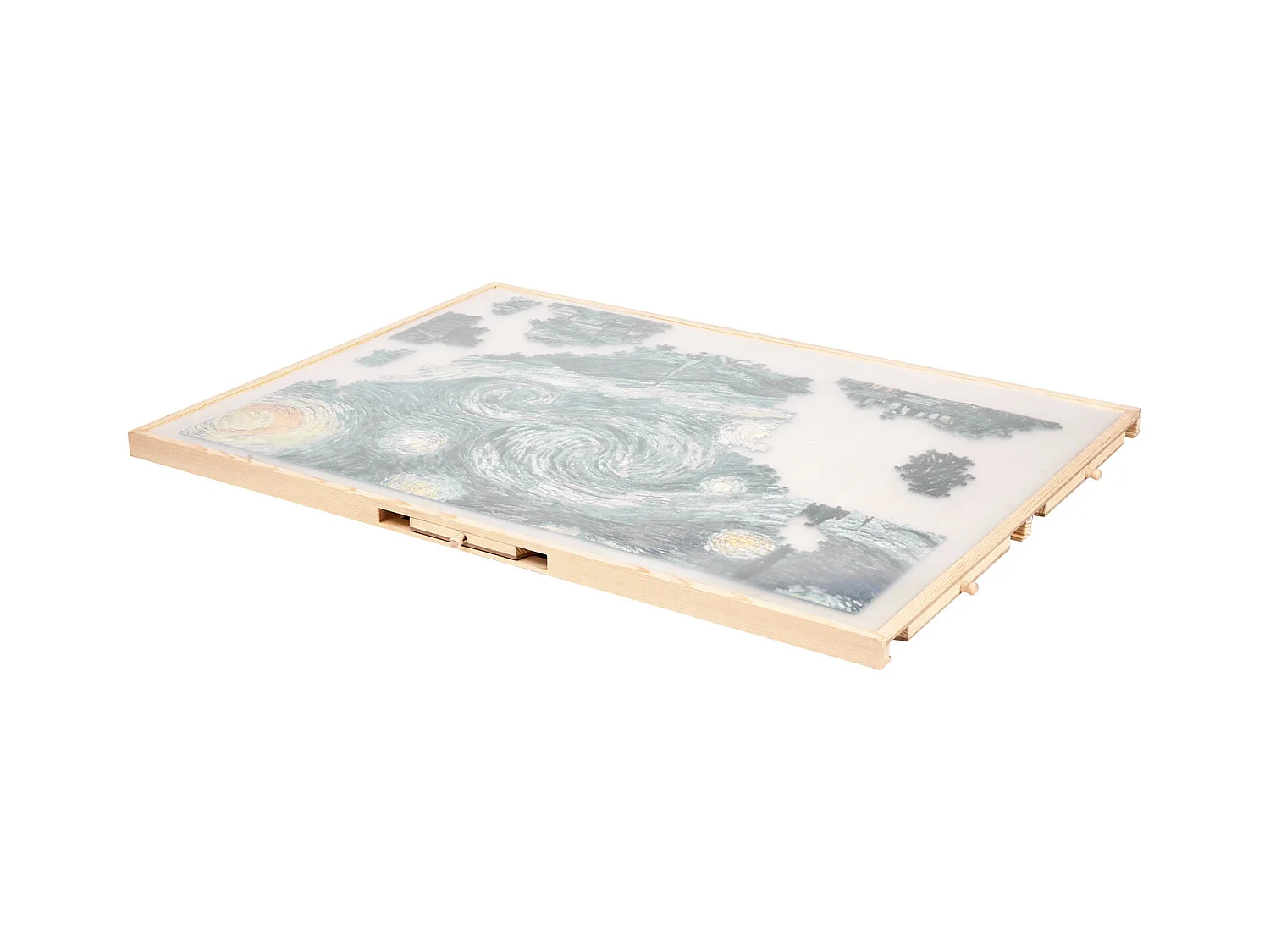 Planche de Puzzle SucceBuy 1500 Pièces, Table de Puzzle en Bois 86.5 x 63.5 cm, Plateau Casse-Tête Rotatif à 360° et Portable, avec 5 Tiroirs et Couverture Utile