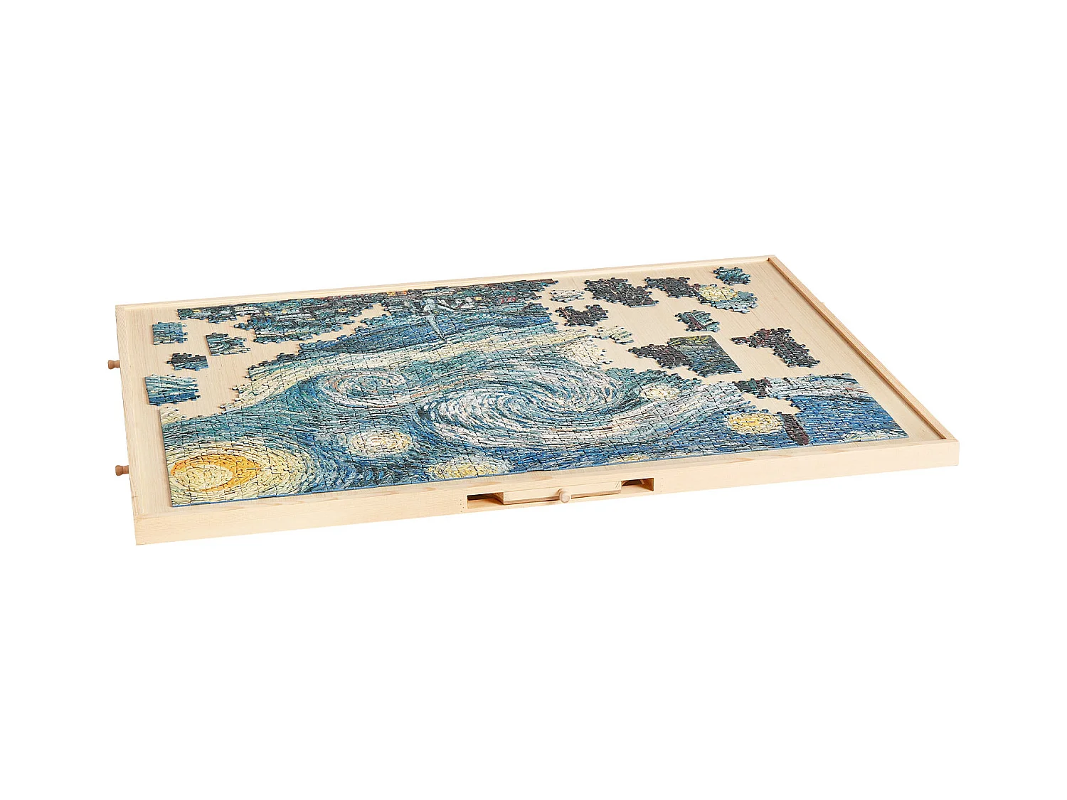 Planche de Puzzle SucceBuy 1500 Pièces, Table de Puzzle en Bois 86.5 x 63.5 cm, Plateau Casse-Tête Rotatif à 360° et Portable, avec 5 Tiroirs et Couverture Utile