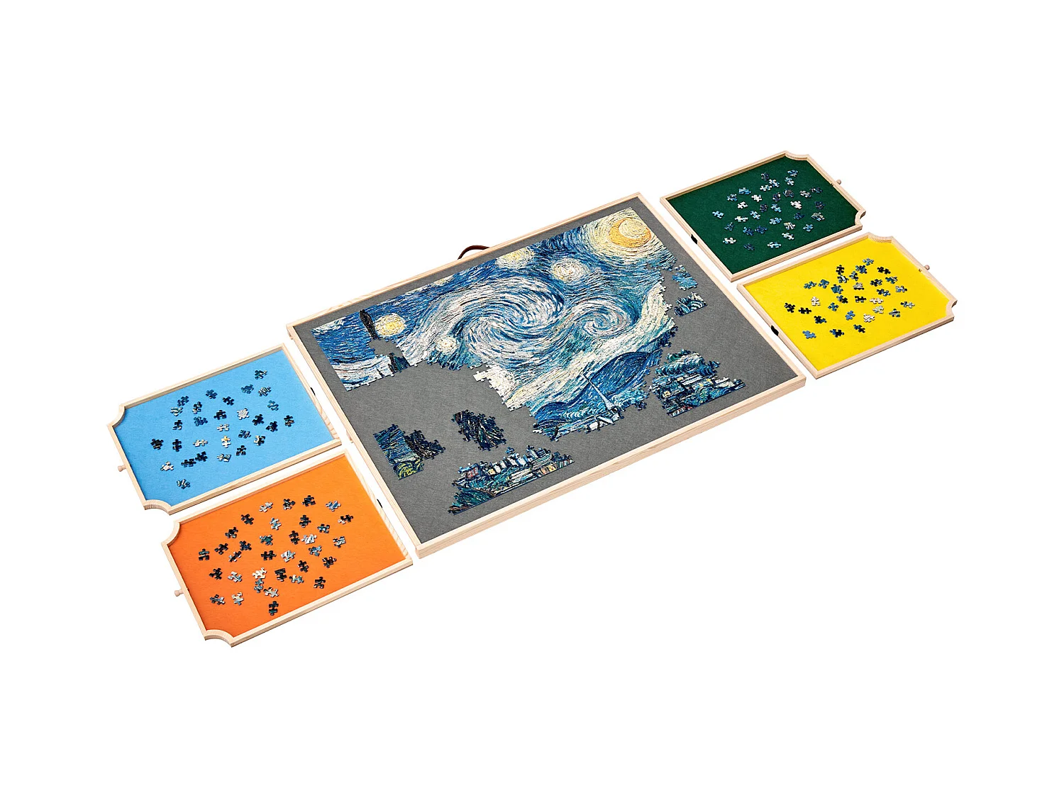 Planche de Puzzle SucceBuy 1500 Pièces, Table de Puzzle en Bois 86.5x63.5 cm, Plateau Casse-Tête Rotatif Portable, avec 4 Tiroirs Colorés et Couverture