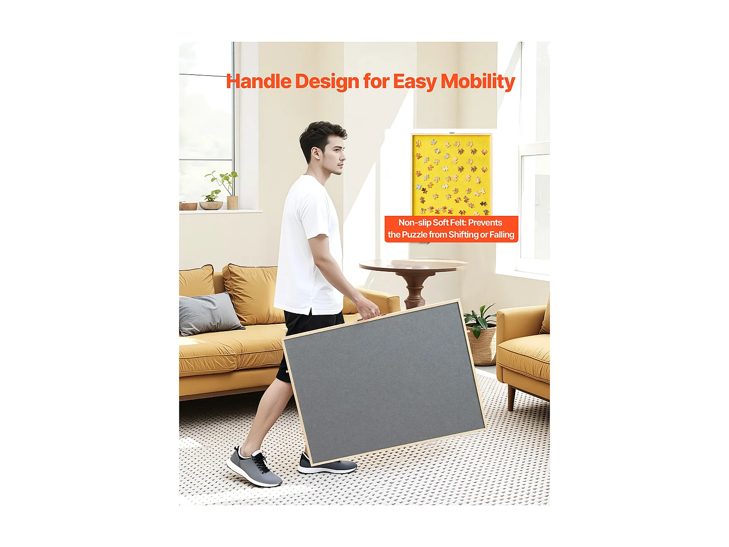 Planche de Puzzle SucceBuy 1500 Pièces, Table de Puzzle en Bois 86.5x63.5 cm, Plateau Casse-Tête Rotatif Portable, avec 4 Tiroirs Colorés et Couverture